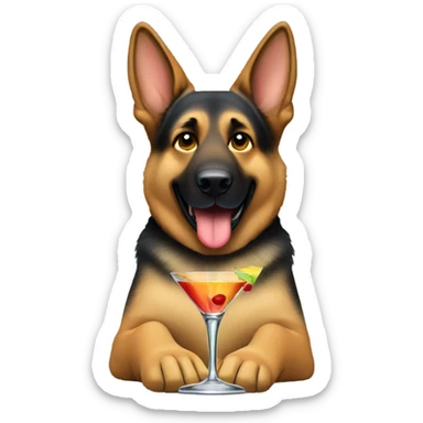 german shepard drinking a martini  sticker
