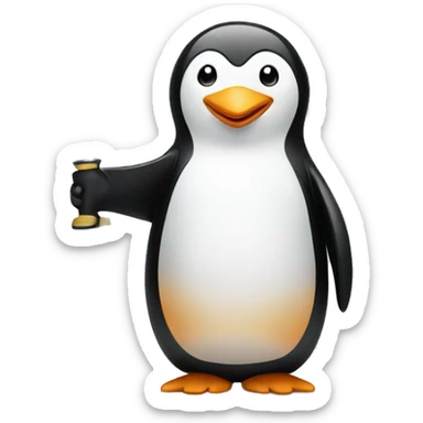 A penguin holding yes sign sticker