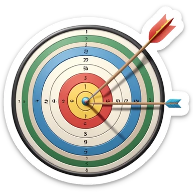 A close-up of a bowstring pulled taut with an arrow aimed at a target. The target's concentric rings are visible in the background, highlighting the focus and precision required for archery. The scene captures the grace and concentration of the sport. sticker