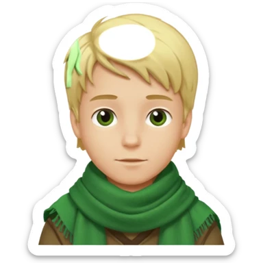 blonde hair boy, green scarf sticker