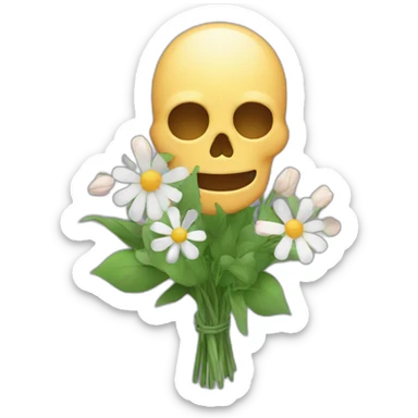 esqueleto con flores sticker