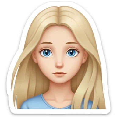 Defined Girl with long thin mid-toned hair, sky eyes sticker