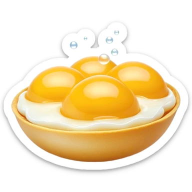 3D rendered traditional Hong Kong 鸡蛋仔 (egg puffs) fresh from mold with steam, distinctive egg-shaped bubbles, vibrant golden yellow, hyper-realistic texture, glossy surface, detailed bubbles sticker