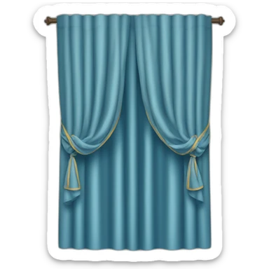 unopened blue curtains tied with a band in the middle sticker