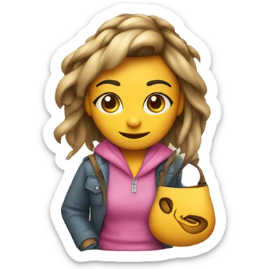 CHICA COLORADA CON BOLSA DE TELA COLGANDO sticker