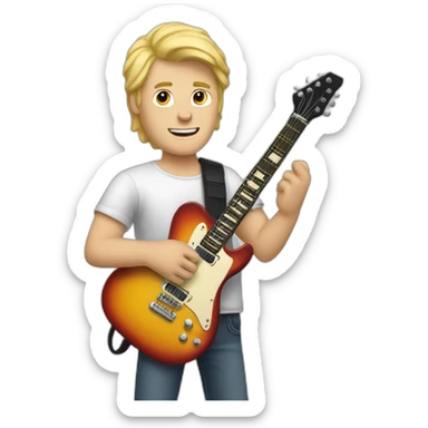 blonde white guy holding an electric guitar sticker