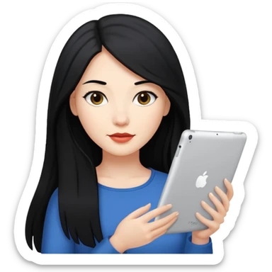 ESTUDIANTE CON IPAD mujer cabello largo sticker