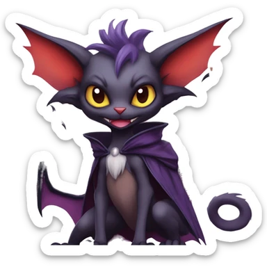  Anthro Kawaii Edgy Cool Vampiric Demonic Beautiful Noivern-Nargacuga-Litten with big Bat Ears full body sticker