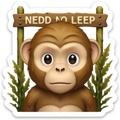 Sad Monkey sitting beside a 'ned kelp 🥺' sign, sticker