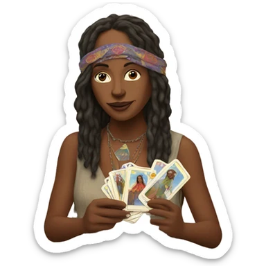 Hippie Karen with tarot cards sticker