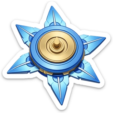 A blue Beyblade with 3 pointed blades like Victory Valtryek sticker