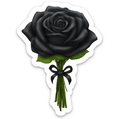 bouquet of black roses wrapped with a ribbon sticker