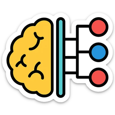 neural network icon with color outline sticker
