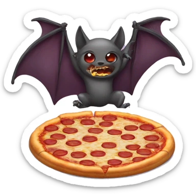 Bat eating pizza sticker