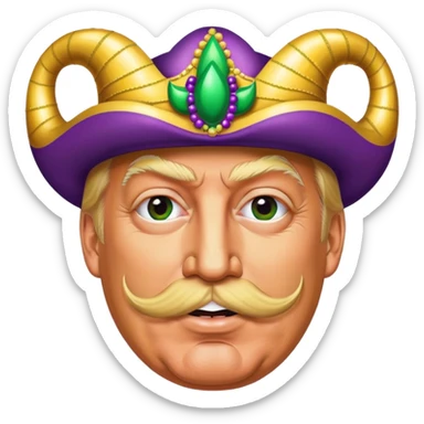 Donald trump at Mardi Gras with a moustache  sticker