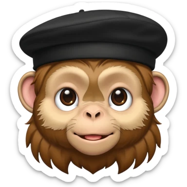 Monkey wearing black beret sticker