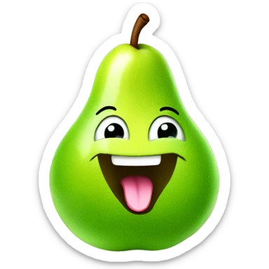 Shiny Green Cute pear with tongue sticker