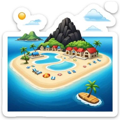 attractive island  with a beach and infrastructure  sticker