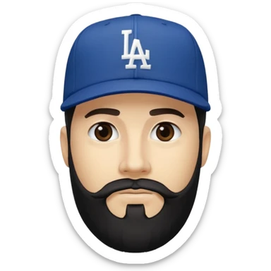 Can you make a guy with fair skin, taper fade, and black beard wearing an LA dodger hat? sticker