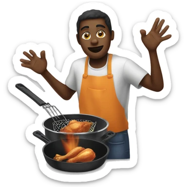 person of dark skin tone consuming chicken legs that has undergone cooking in a deep fryer  sticker