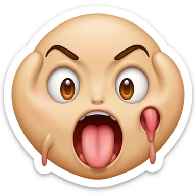 Emoji choking themselves with tounge out sticker
