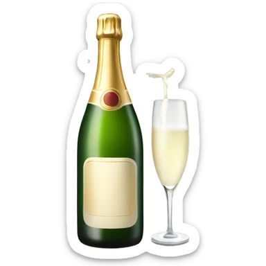 White champagne with bottle  sticker