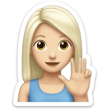 white girl with black hair make peace with onehand sticker