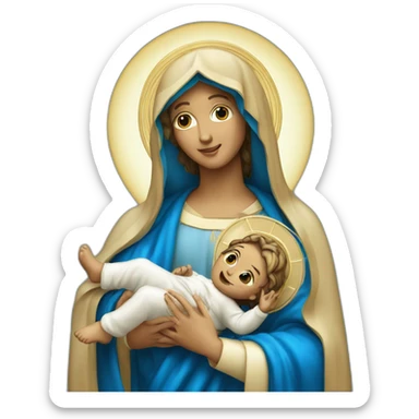 Madona with child jesus blue clothes sticker