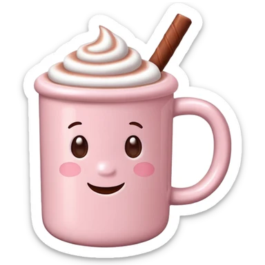 Light Pink mug of hot chocolate with marshmallows  sticker