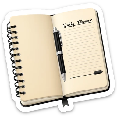 daily planner agenda cream leather with open page and pen sticker