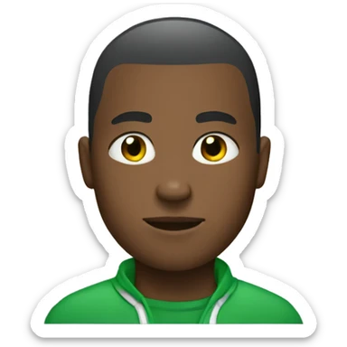 a black guy with a green buzzcut sticker