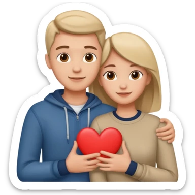 An in love couple with a heart above them, enjoy style sticker