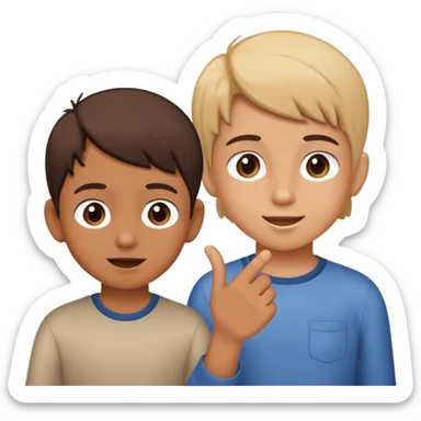 two children, one talking and one listening, friendly and expressive sticker