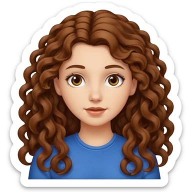 White girl with long curly hair sticker