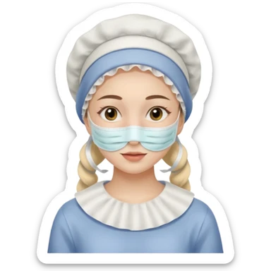 19 year old woman with a bonnet doing her skincare  sticker
