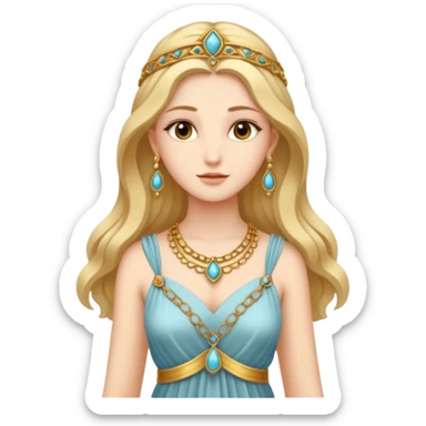 una diosa del siglos muy antiguos, la vestimenta de la diosa esta basada a ese siglo, es muy guapa, estatura normal sticker