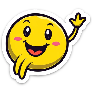playful smiley face with tongue wiggling from side to side, motion lines showing the tongue swinging, dynamic pose sticker