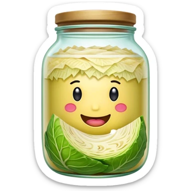 Sauerkraut Cinematic Realistic Sauerkraut Dish Emoji, depicted as tangy fermented cabbage neatly served in a traditional jar, rendered with vibrant textures and crisp, natural lighting. sticker