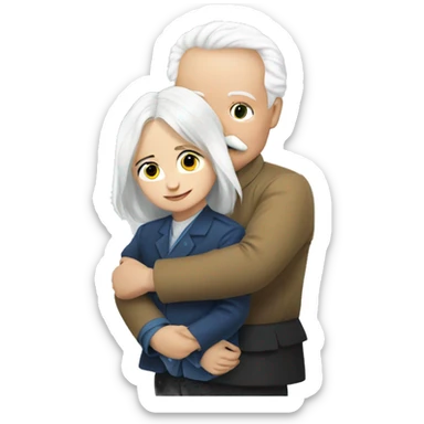 Lukashenko hugging kid with white hair sticker