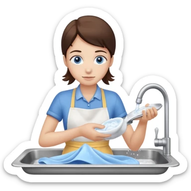washing dishes blue eyes sticker
