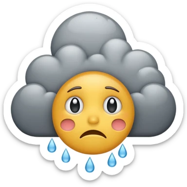 emoji with clouds and raindrops expressing sadness and melancholy sticker