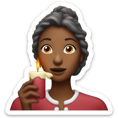 Woman smelling Christmas Candle sticker