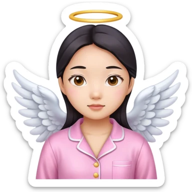 angelic asian girl doing skin care in pink pajamas sticker