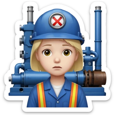 a child with a sad face works in a factory sticker