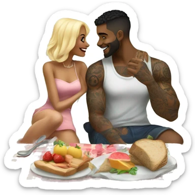 Romantic picnic date for beautiful tattooed couple sticker