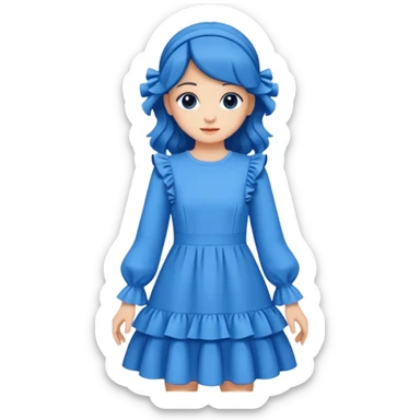long sleeve blue dress with ruffles sticker
