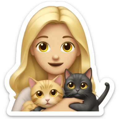 blonde girl holding 3 cats sticker