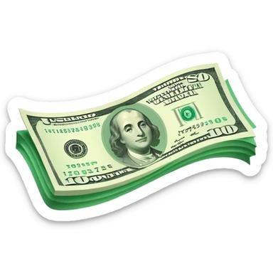 a floating wavy usd note icon sticker