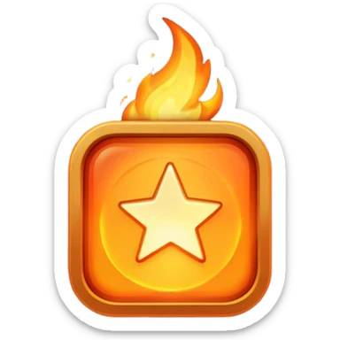 A small glowing spark inside a play button sticker