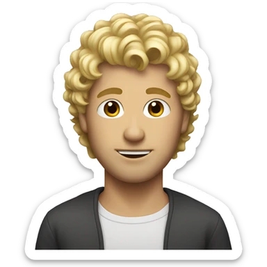 blonde adult guy with taper cut, curly front sticker